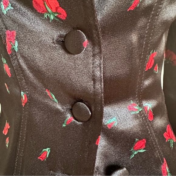 ⚡️FLASH SALE⚡️90s Vintage Betsey Johnson Floral Satin Blazer Jacket✨Small✨Roses - Picture 7 of 13